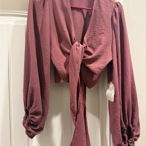 Altar'd State Dusty Rose Tie-Front Blouse NWT